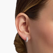 Sterling Silver Diamond Pave Huggie Hoop Earrings