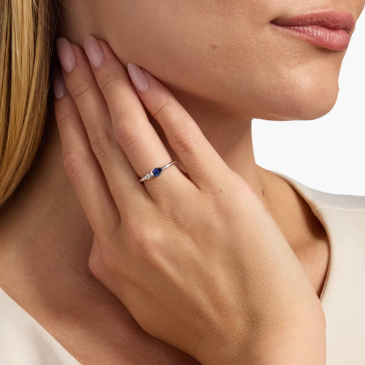 Carave Paris Sapphire Teardrop Solitaire Ring