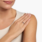 Sterling Silver Pear Blue Gemstone Diamond Ring