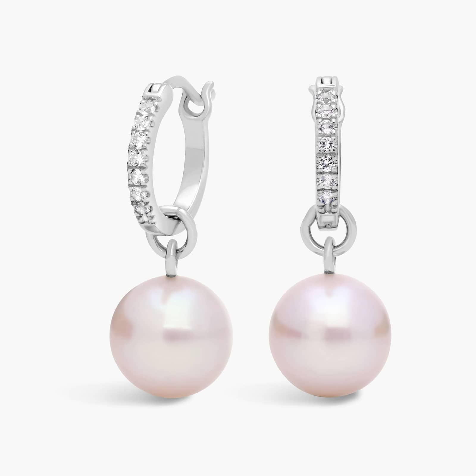 Sterling Silver Pearl Drop Hoop Earrings