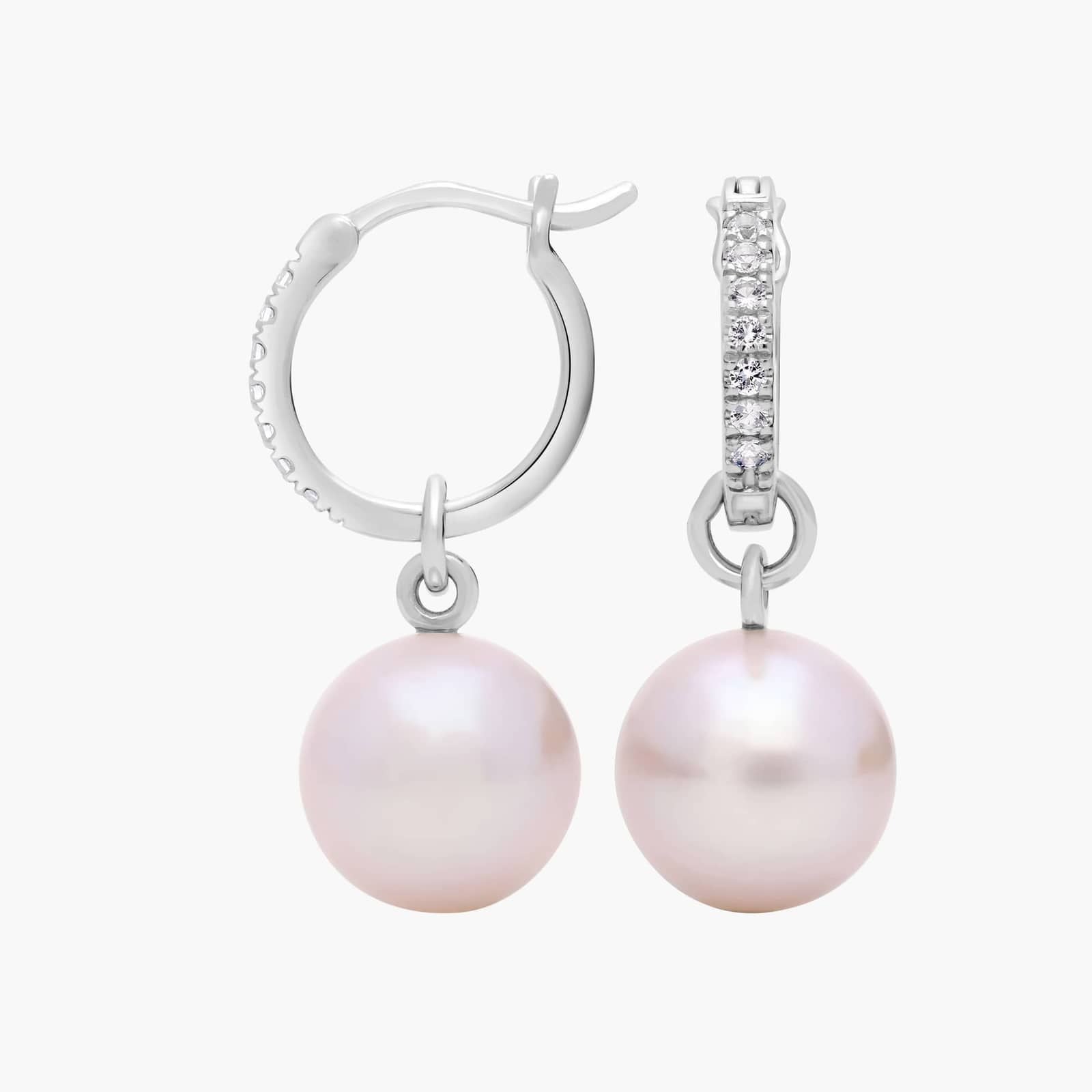 Sterling Silver Pearl Drop Hoop Earrings