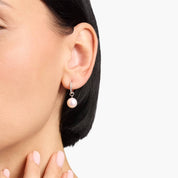 Sterling Silver Pearl Drop Hoop Earrings