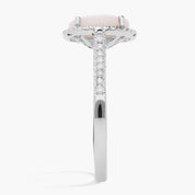 Sterling Silver Pink Opal Diamond Halo Ring