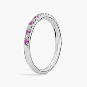 Sterling Silver Pink Sapphire Diamond Half Eternity Ring