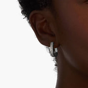 Sterling Silver Princess Cut Channel Set Huggie Earrings