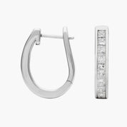 Sterling Silver Princess Cut Channel Set Huggie Earrings