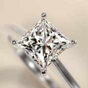 Sterling Silver Princess Cut Diamond Solitaire Ring