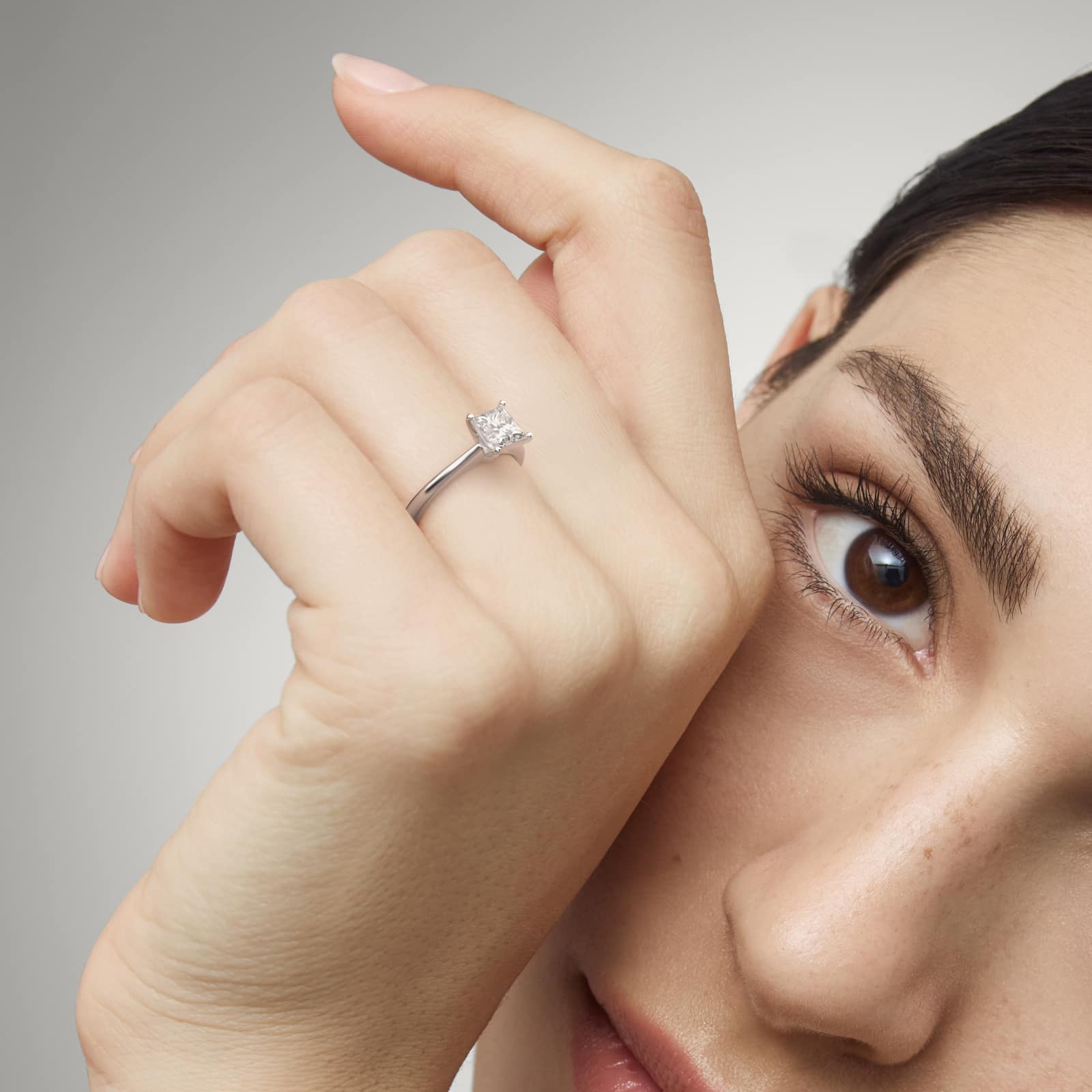 Sterling Silver Princess Cut Diamond Solitaire Ring