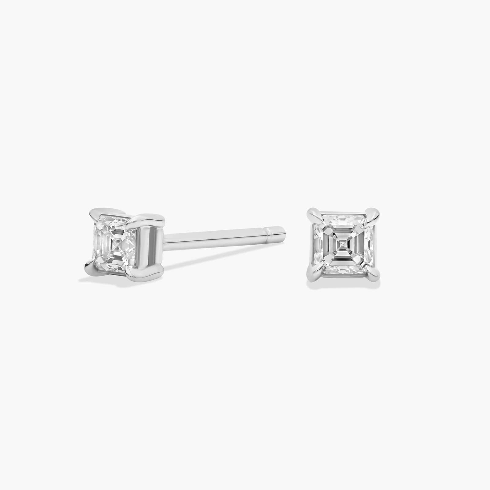 Sterling Silver Emerald Cut Solitaire Stud Earrings