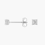 Sterling Silver Emerald Cut Solitaire Stud Earrings