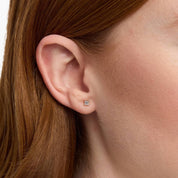 Sterling Silver Emerald Cut Solitaire Stud Earrings
