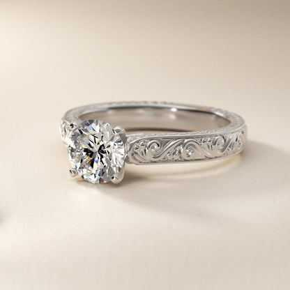 Carave Paris Vintage Scroll Solitaire Ring