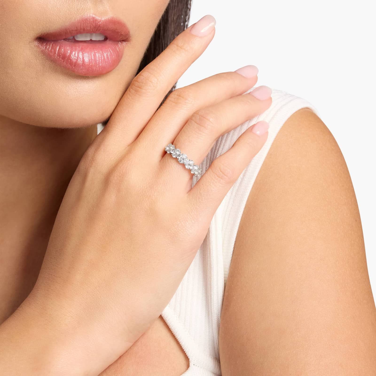 Sterling Silver Round Diamond Full Eternity Ring