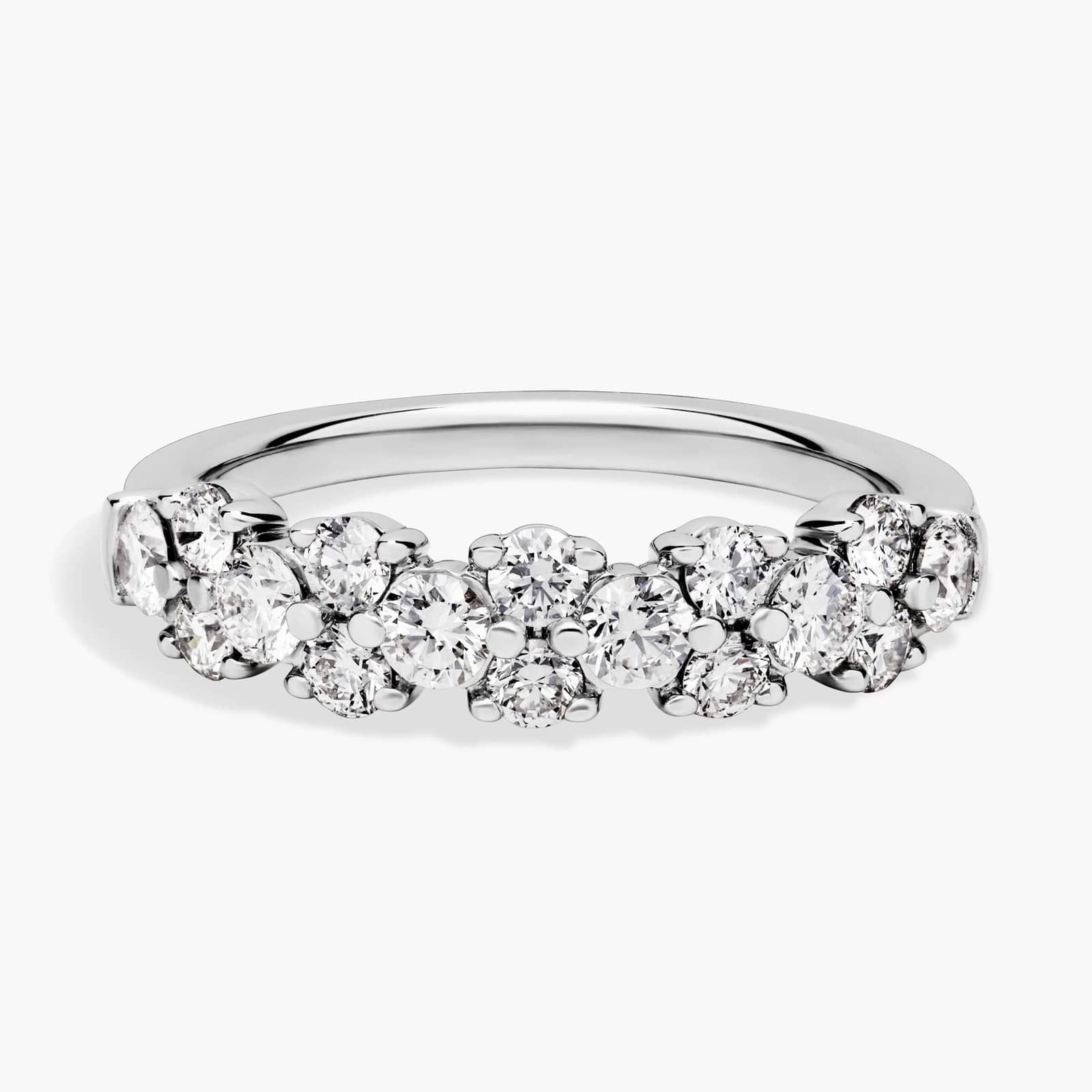 Sterling Silver Round Diamond Cluster Band Ring