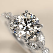 Sterling Silver Vintage Round Diamond Milgrain Engagement Ring