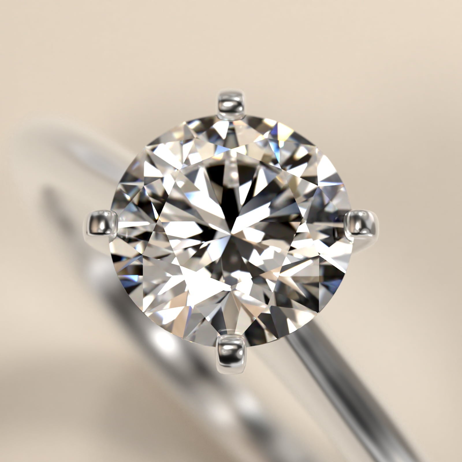 Sterling Silver Round Solitaire Diamond Ring