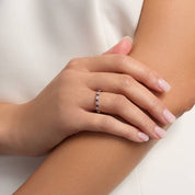 Sterling Silver Ruby Diamond Alternating Band Ring