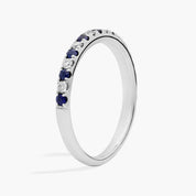 Sterling Silver Sapphire and Diamond Alternating Band Ring for Women