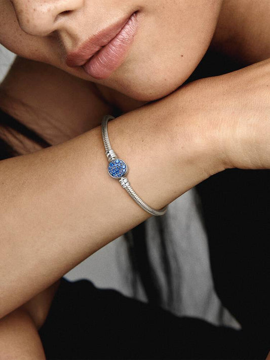 Carave Paris Blue Pavé Clasp Snake Chain Bracelet