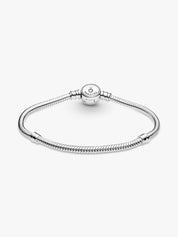 Sterling Silver Snake Chain Bracelet with Blue Stone Clasp
