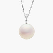 Sterling Silver Single White Pearl Pendant Necklace
