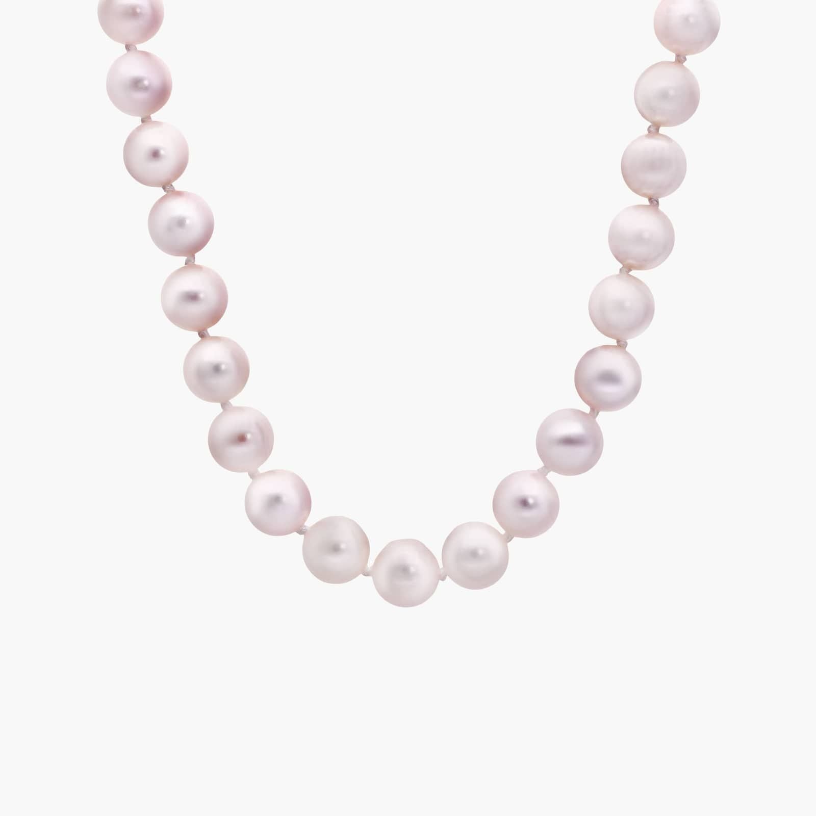 Sterling Silver Soft Blush Round Pearl Necklace