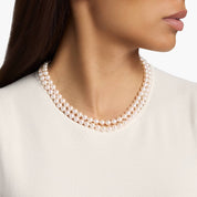Sterling Silver Soft Pink Round Pearl Strand Necklace