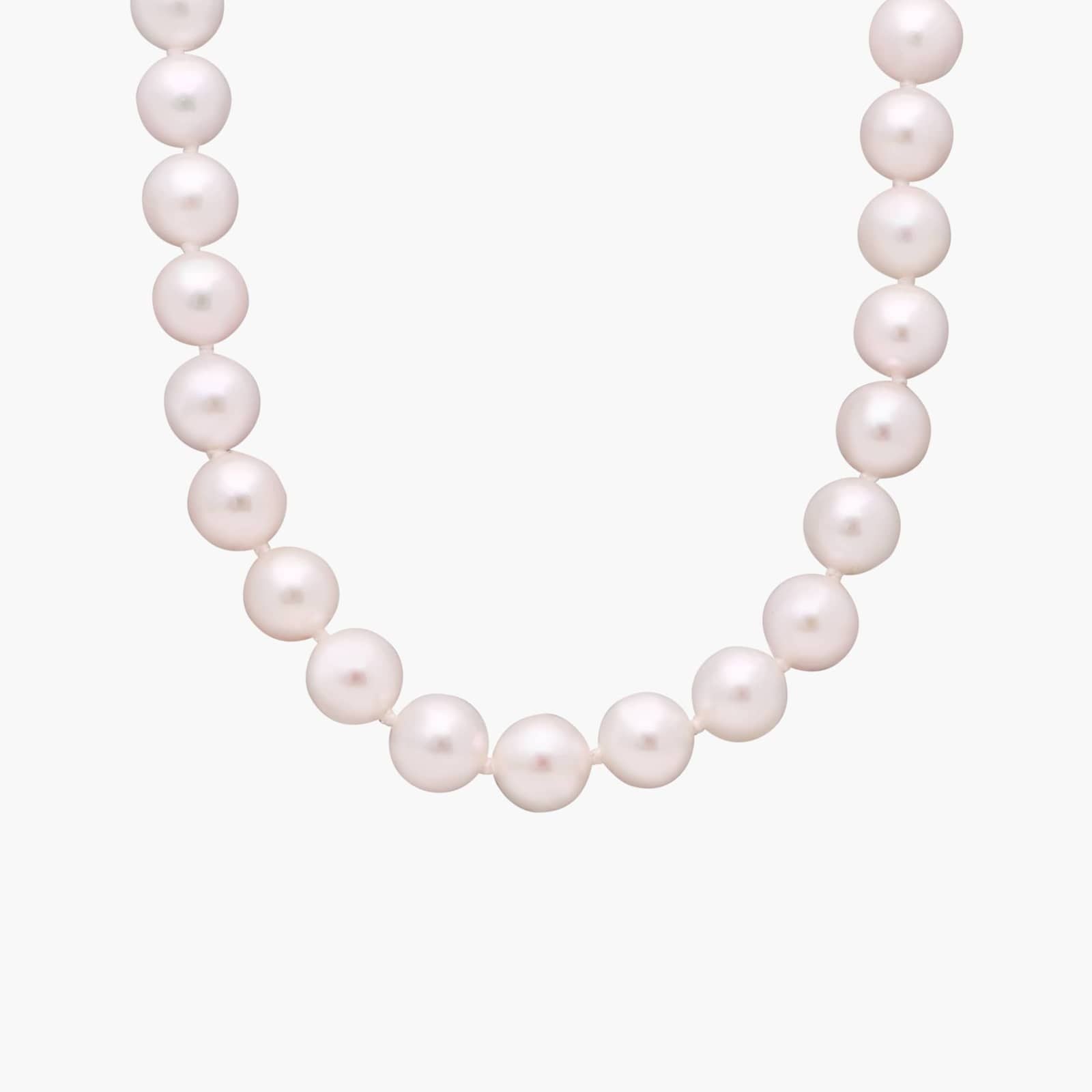 Sterling Silver Soft Pink Round Pearl Strand Necklace
