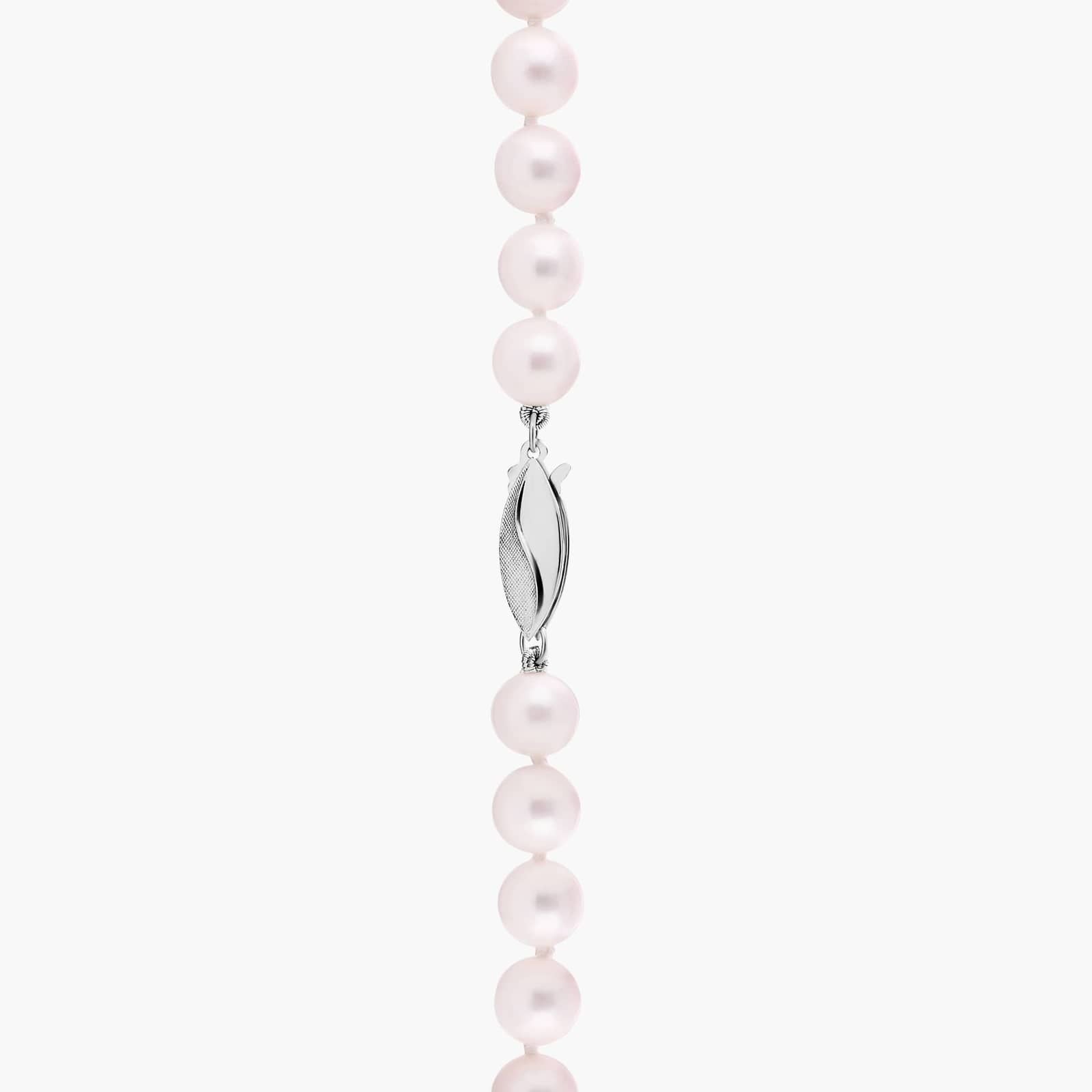 Sterling Silver Soft Pink Round Pearl Strand Necklace