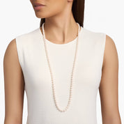 Sterling Silver Soft Pink Round Pearl Strand Necklace