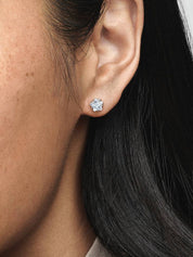 Sparkling Sterling Silver Flower Stud Earrings
