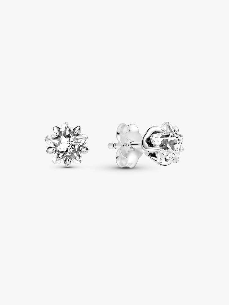 Sparkling Sterling Silver Flower Stud Earrings