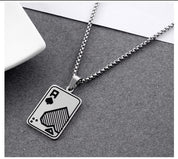Sterling Silver Ace Card Pendant Chain Necklace