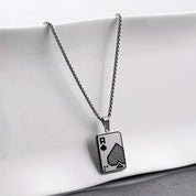 Sterling Silver Ace Card Pendant Chain Necklace