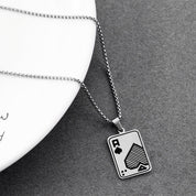 Sterling Silver Ace Card Pendant Chain Necklace