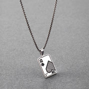 Sterling Silver Ace Card Pendant Chain Necklace