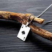 Sterling Silver Ace of Spades Card Pendant Necklace
