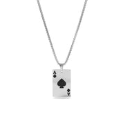 Sterling Silver Ace of Spades Card Pendant Necklace