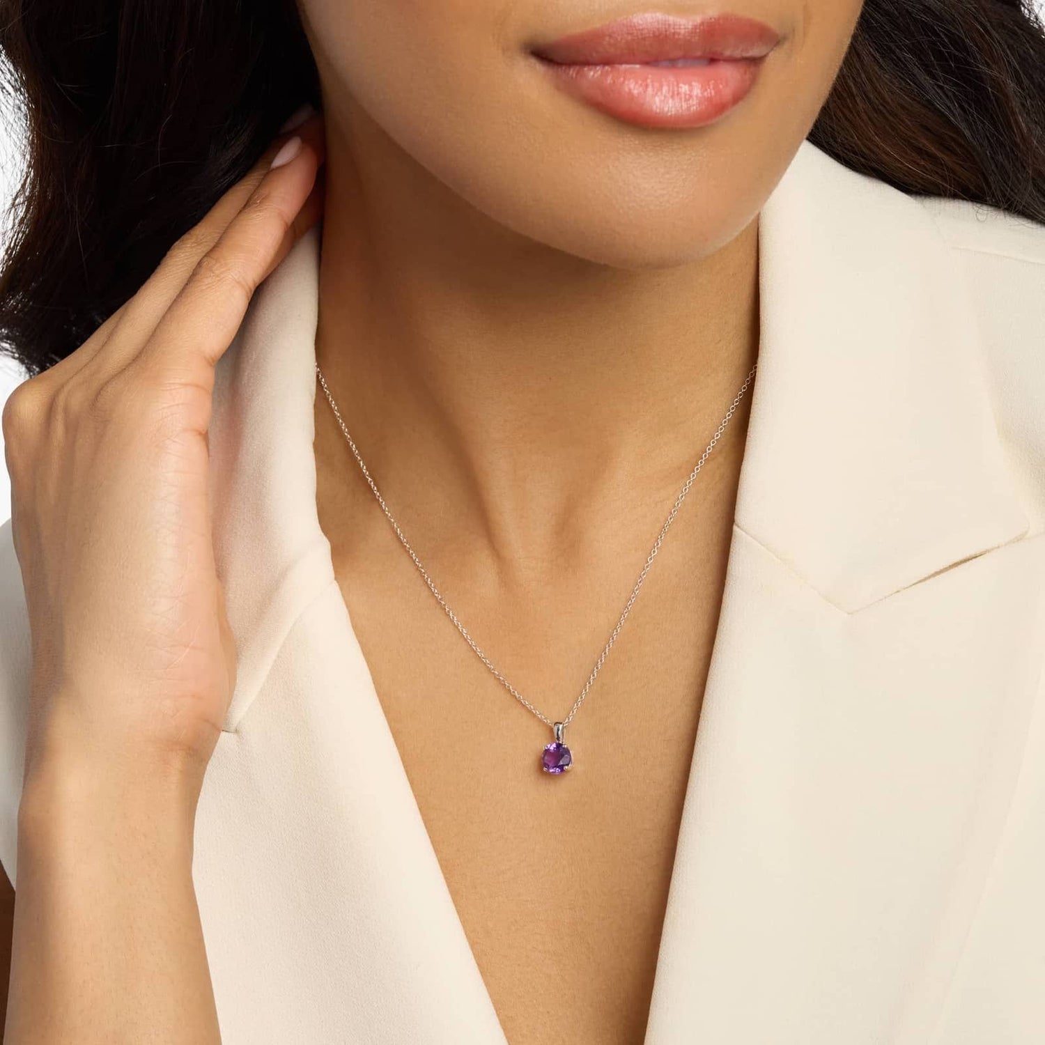 Carave Paris Violet Gemstone Solitaire Pendant Necklace