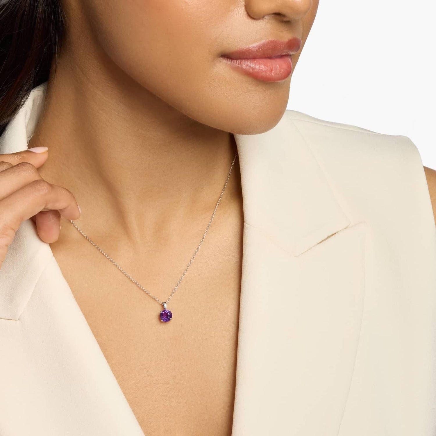 Carave Paris Violet Gemstone Solitaire Pendant Necklace