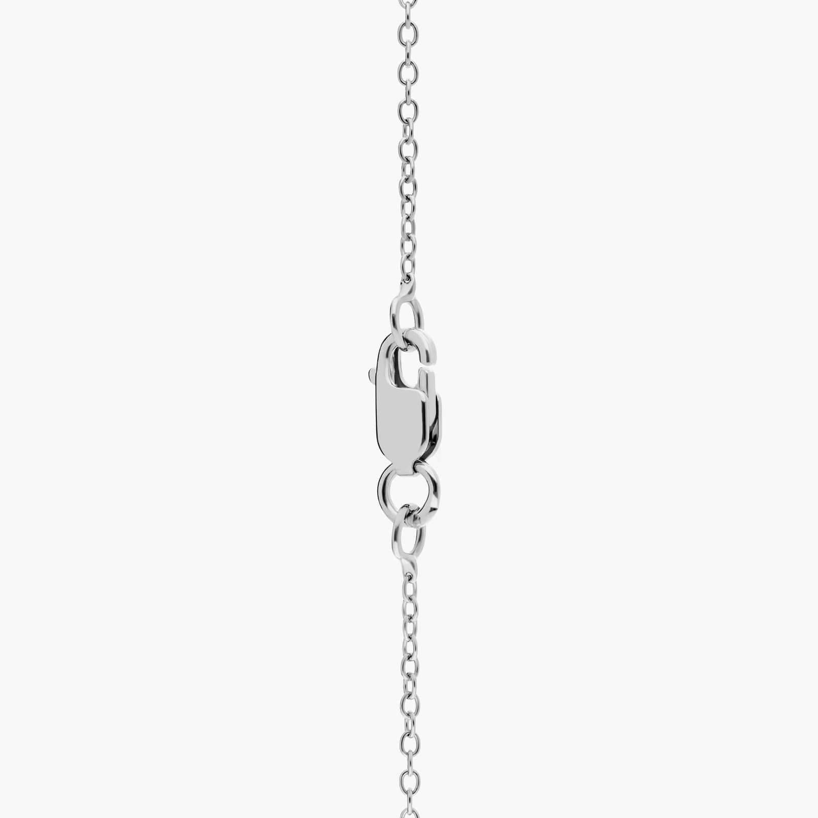 Sterling Silver Aquamarine Diamond Cushion Pendant Chain Necklace