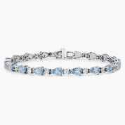 Sterling Silver Aquamarine Pear Stone Tennis Bracelet