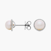 Sterling Silver Beaded Pearl Stud Earrings