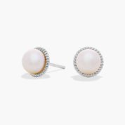 Sterling Silver Beaded Pearl Stud Earrings