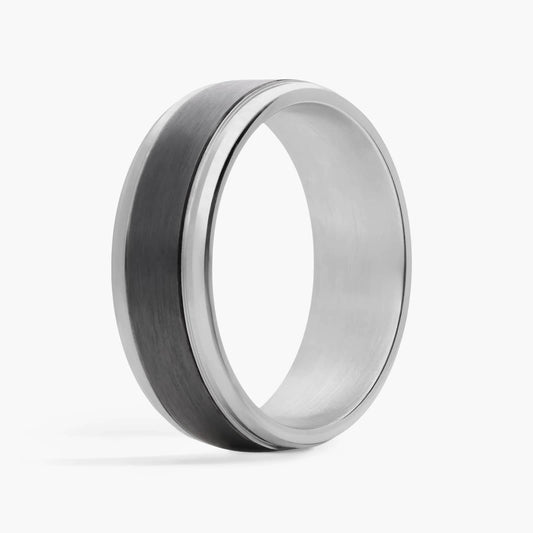 Carave Paris Black Brushed Comfort Wedding Band Ring