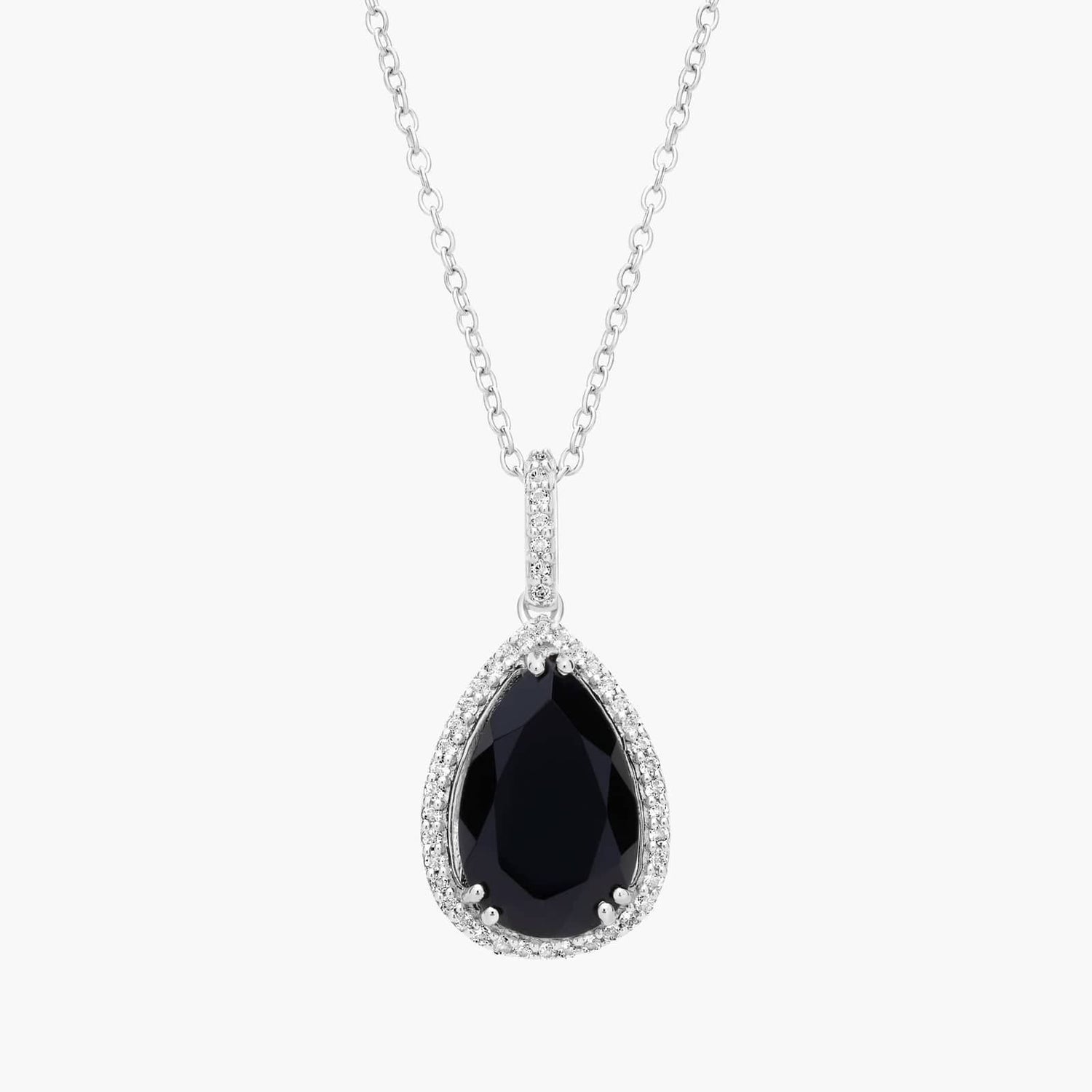 Carave Paris Black Teardrop Halo Pendant Necklace