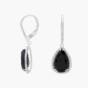 Sterling Silver Black Onyx Teardrop Dangle Earrings