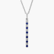 Sterling Silver Blue and White Stone Vertical Bar Pendant Necklace
