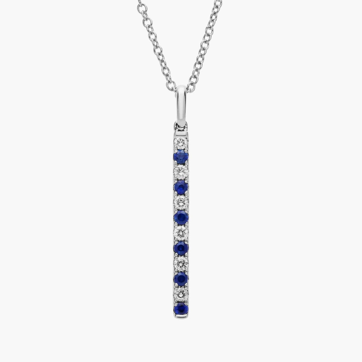 Carave Paris Blue Sapphire and Diamond Bar Pendant Necklace
