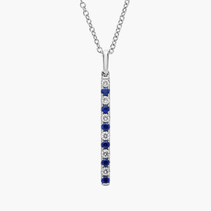 Carave Paris Blue Sapphire and Diamond Bar Pendant Necklace